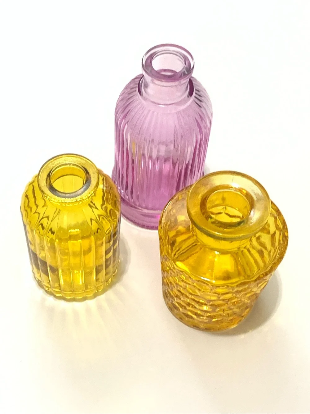 Glass Decorative Vases - Yellow & Pink Set